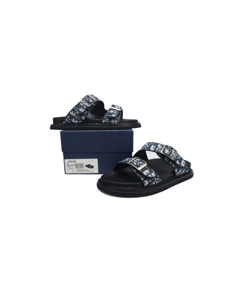 Dior Aqua Sandal Beige Blue Dior Oblique Jacquard