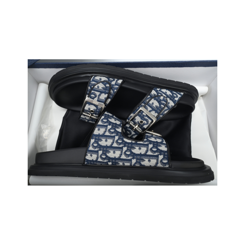 Dior Aqua Sandal Beige Blue Dior Oblique Jacquard