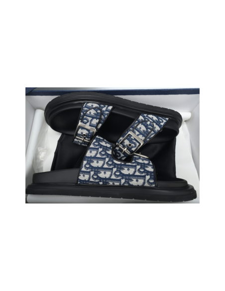 Dior Aqua Sandal Beige Blue Dior Oblique Jacquard