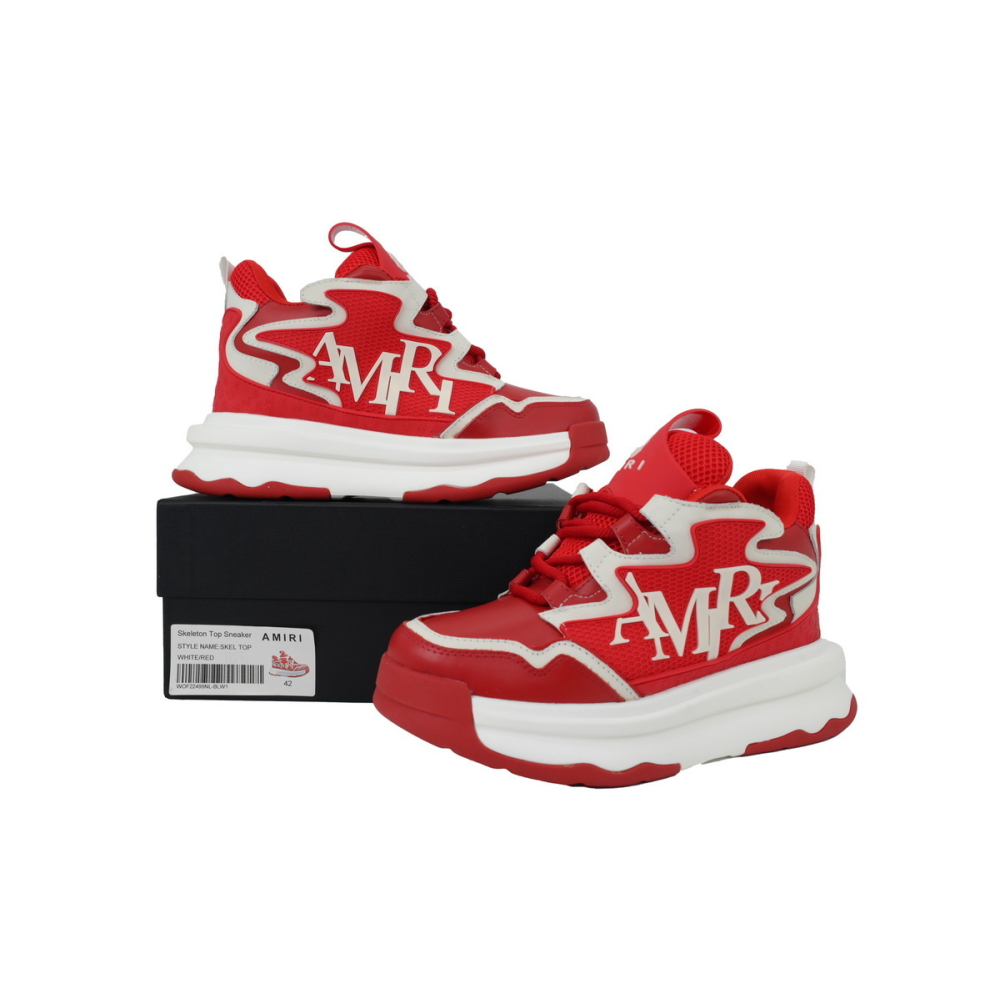Amiri Platform Elevated Lace-Up Sneakers Red
