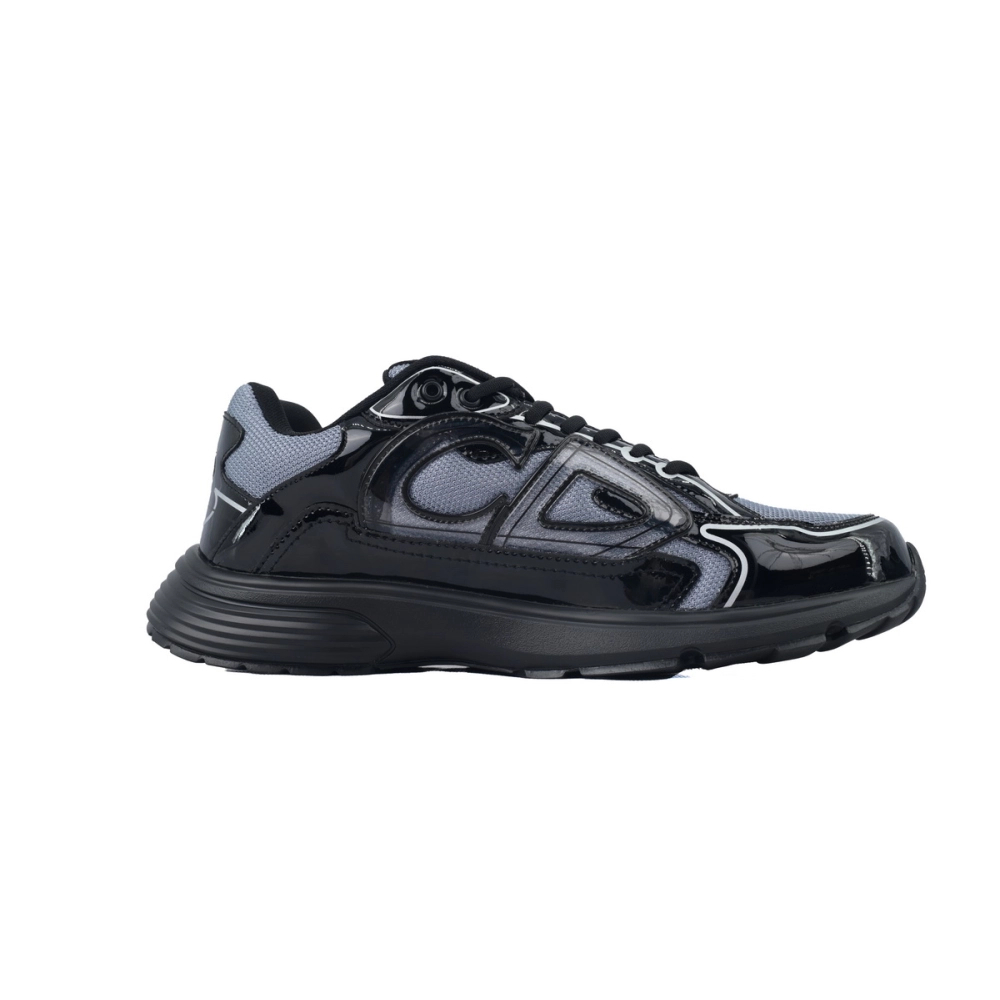 Dior B30 Round Head Logo Sneakers Patent Leather Gray