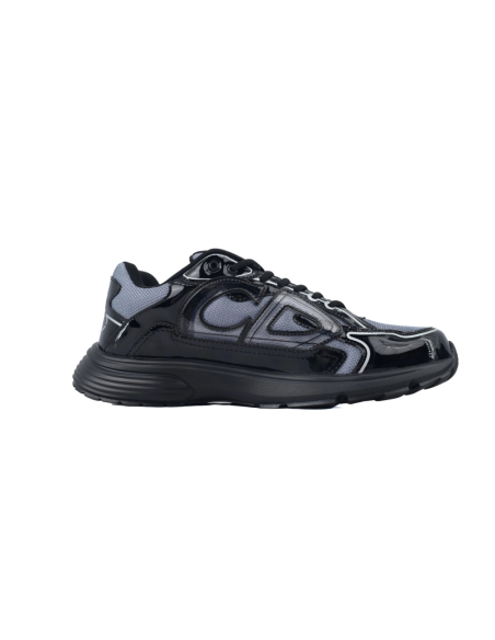 Dior B30 Round Head Logo Sneakers Patent Leather Gray