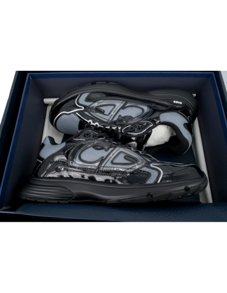 Dior B30 Round Head Logo Sneakers Patent Leather Gray