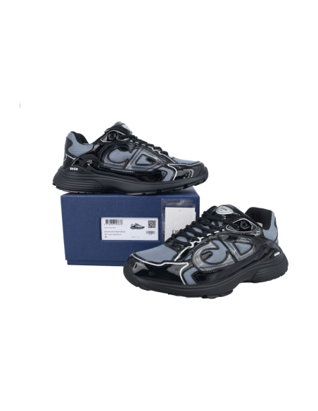 Dior B30 Round Head Logo Sneakers Patent Leather Gray