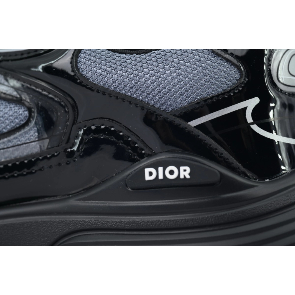 Dior B30 Round Head Logo Sneakers Patent Leather Gray