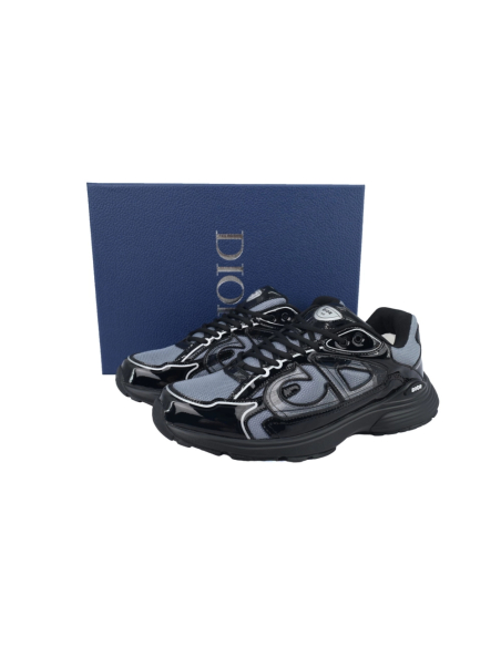 Dior B30 Round Head Logo Sneakers Patent Leather Gray