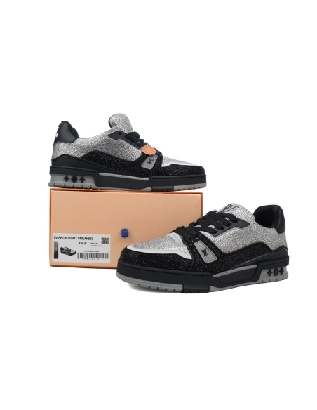 Louis Vuitton Trainer Black Silver Rhinestone
