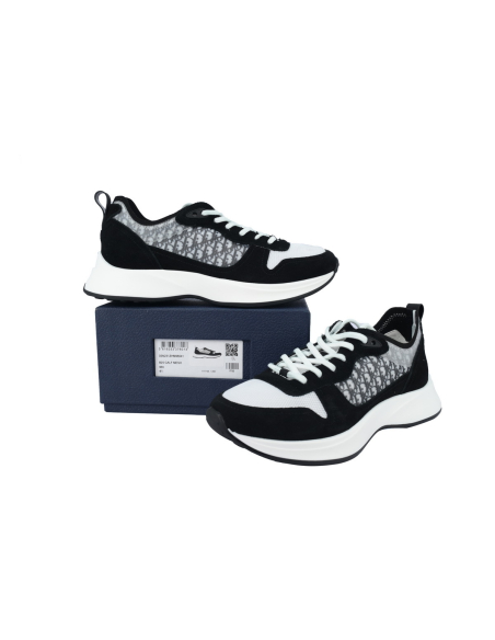 Dior B25 Runner Black Suede White Technical Mesh Oblique Canvas 3SN259YUH_H960