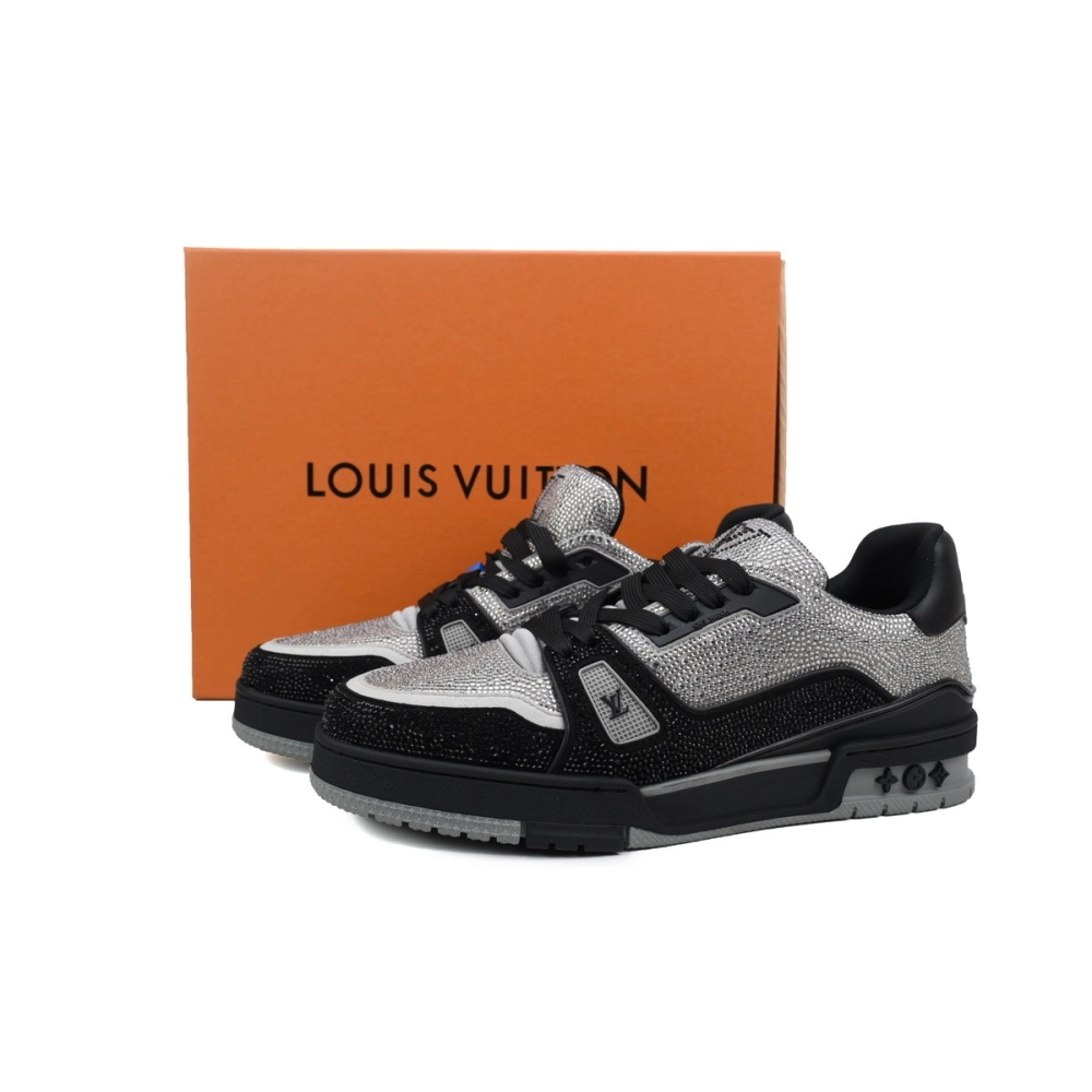 Louis Vuitton Trainer Black Silver Rhinestone