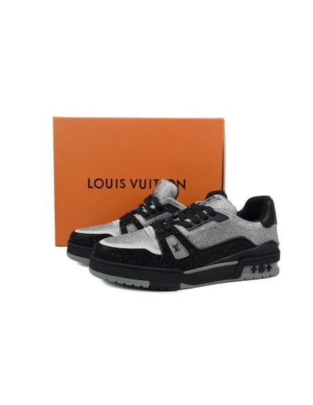 Louis Vuitton Trainer Black Silver Rhinestone