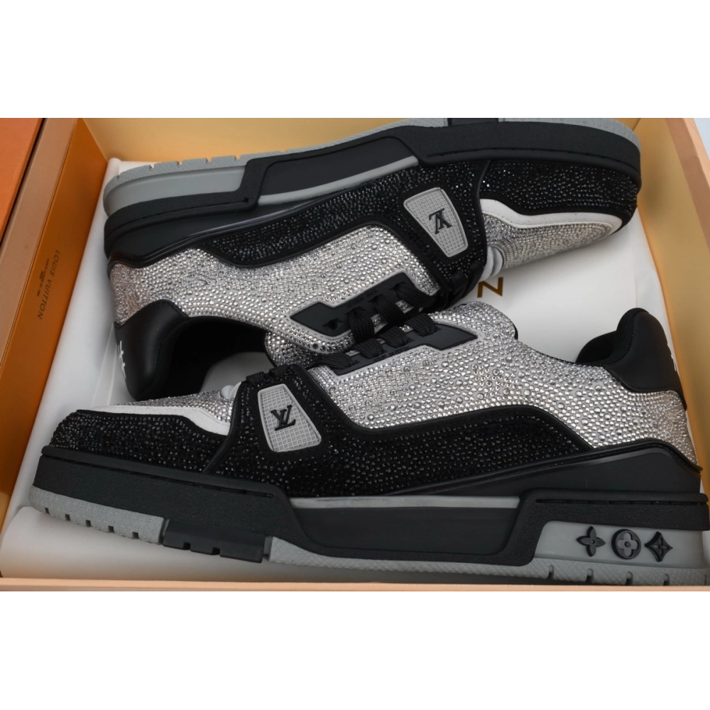 Louis Vuitton Trainer Black Silver Rhinestone