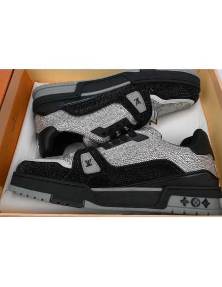 Louis Vuitton Trainer Black Silver Rhinestone