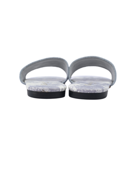 Dior Dway Slide Gray Embroidered Cloth Printed Sandals KCQ209TJE_S21G