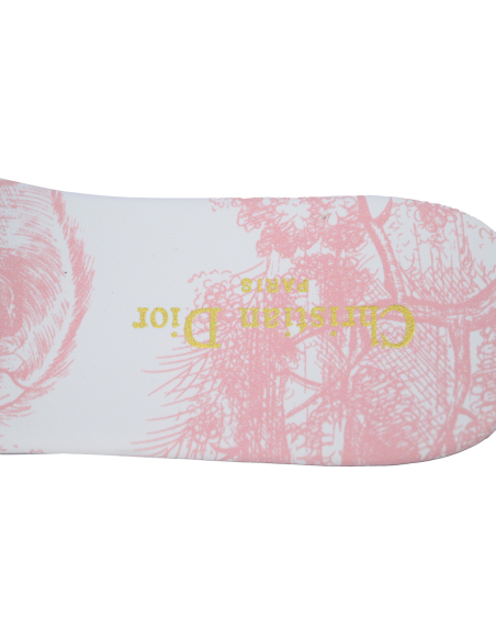 Dior Dway Slide Pink Embroidered Cotton Cloth Printed Sandals