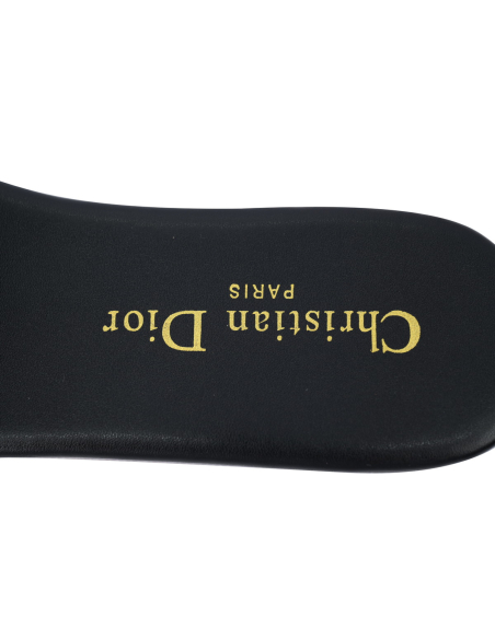 Dior Dway Black Oblique / Beige Cotton Sandal Flat