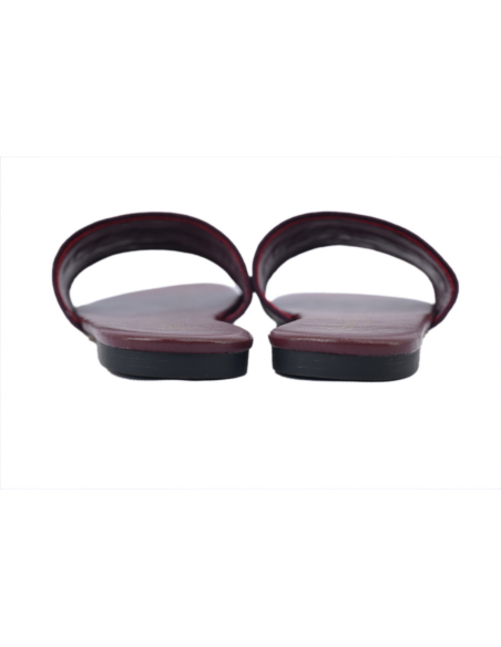 Dior Dway Slide Burgundy Cotton Embroidered Sandals