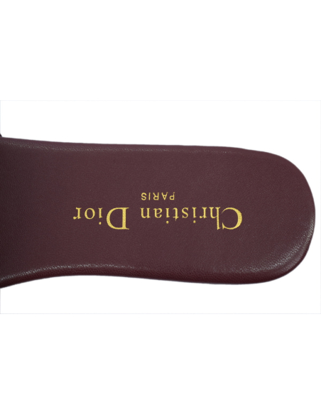 Dior Dway Slide Burgundy Cotton Embroidered Sandals