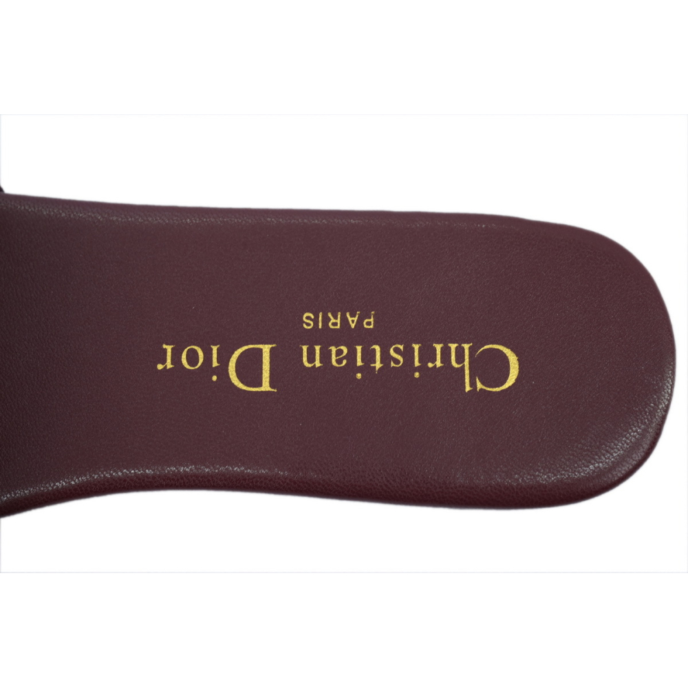 Dior Dway Slide Burgundy Cotton Embroidered Sandals
