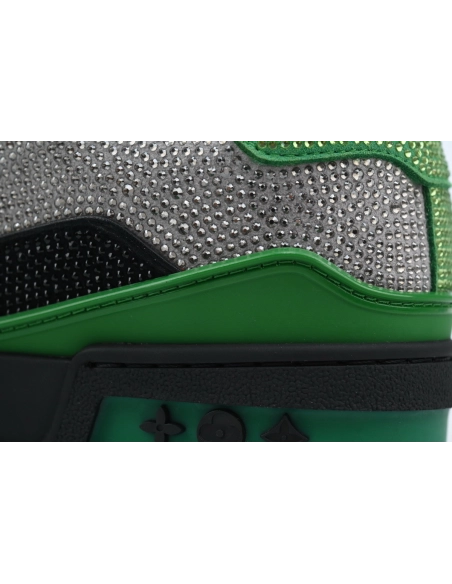 Louis Vuitton Trainer Crystal Black Green Grey Rhinestone