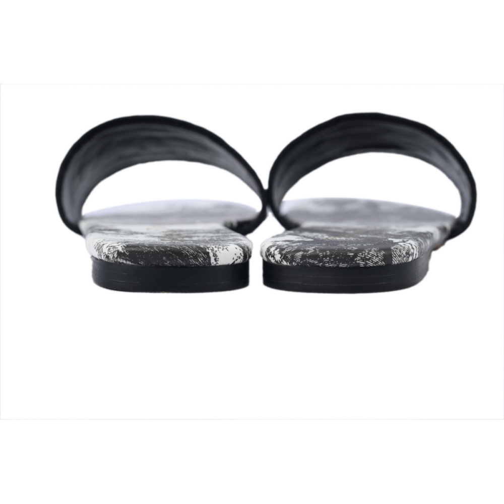 Dior Dway Slide Cloth Printed Sandals Black