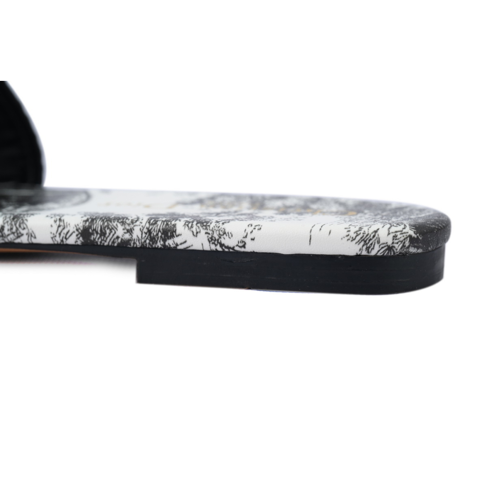 Dior Dway Slide Cloth Printed Sandals Black