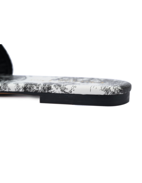 Dior Dway Slide Cloth Printed Sandals Black