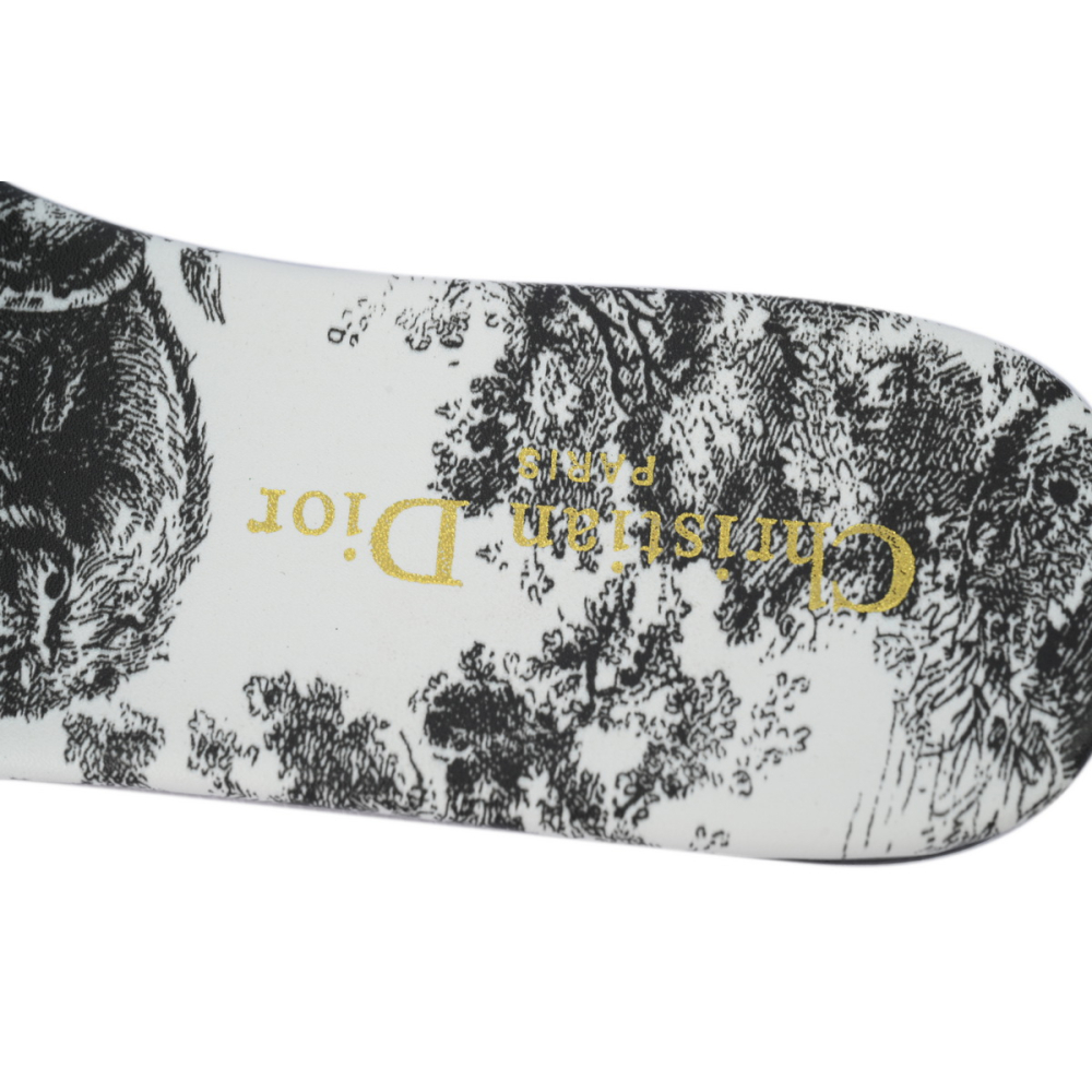 Dior Dway Slide Cloth Printed Sandals Black