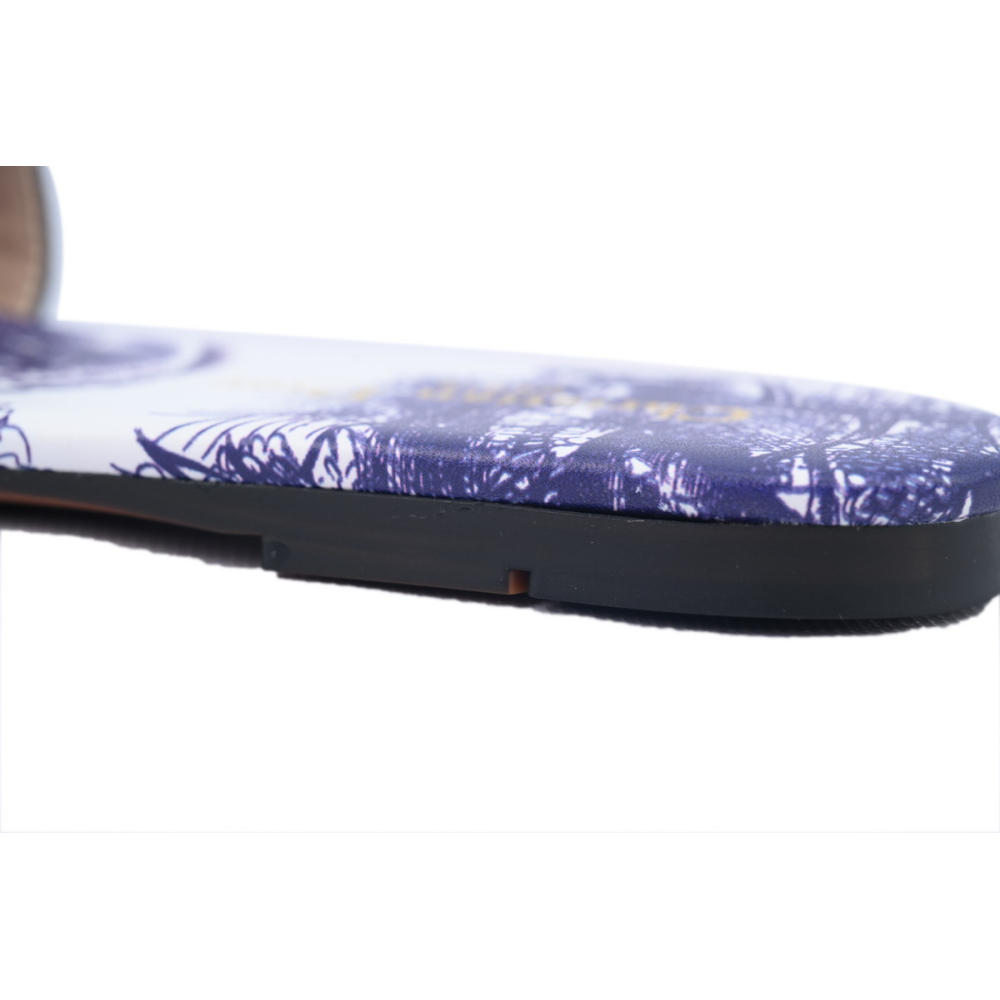 Dior Dway Slide Cloth Printed Sandals Deep Blue KCQ209TSZ_S68B