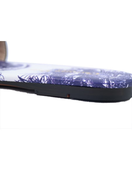 Dior Dway Slide Cloth Printed Sandals Deep Blue KCQ209TSZ_S68B