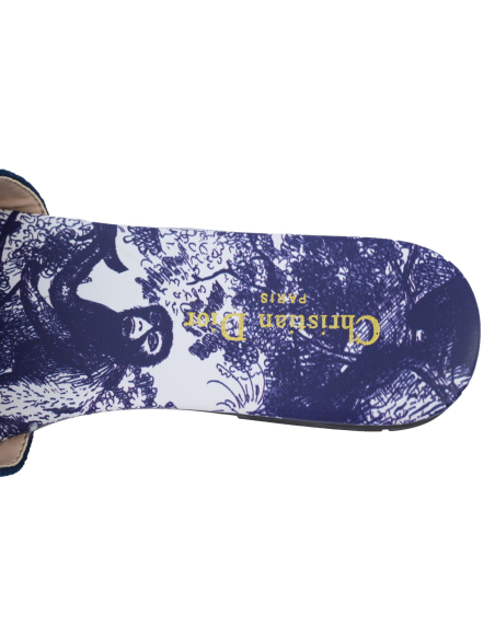 Dior Dway Slide Cloth Printed Sandals Deep Blue KCQ209TSZ_S68B