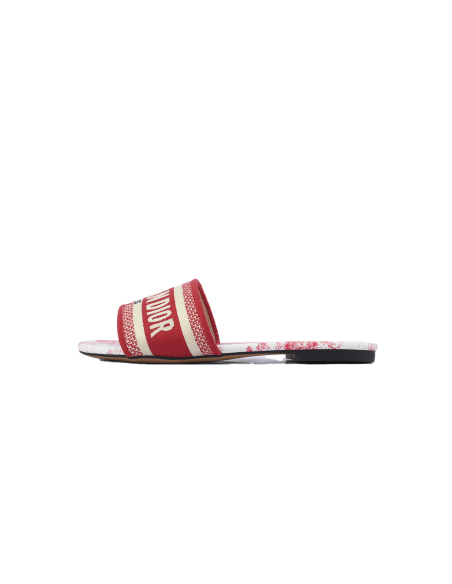 Dior Dway Slide Cloth Printed Sandals Red KCQ209DME_S79W