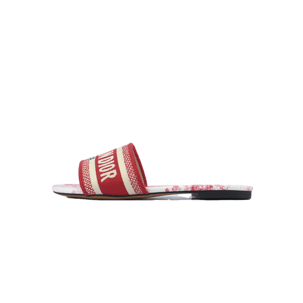 Dior Dway Slide Cloth Printed Sandals Red KCQ209DME_S79W