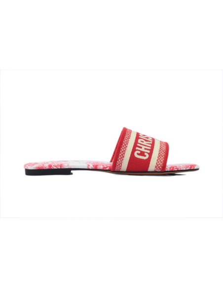 Dior Dway Slide Cloth Printed Sandals Red KCQ209DME_S79W