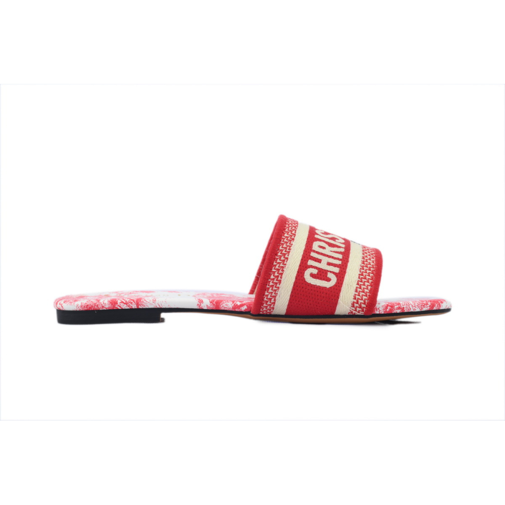 Dior Dway Slide Cloth Printed Sandals Red KCQ209DME_S79W