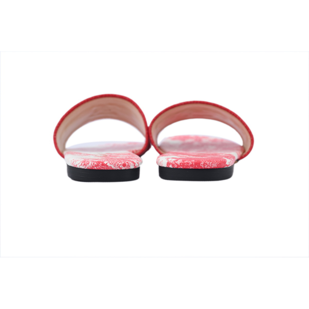 Dior Dway Slide Cloth Printed Sandals Red KCQ209DME_S79W