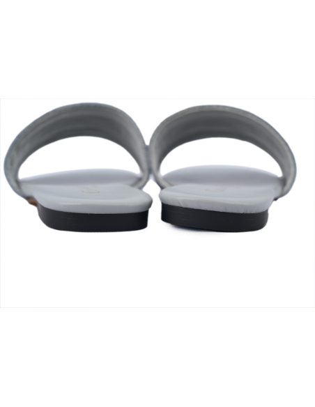 Dior Dway Slide Cotton Embroidered Sandals Gray