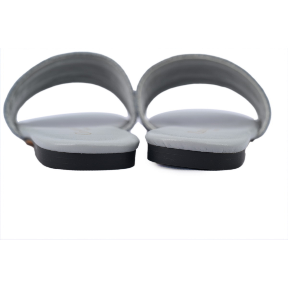 Dior Dway Slide Cotton Embroidered Sandals Gray