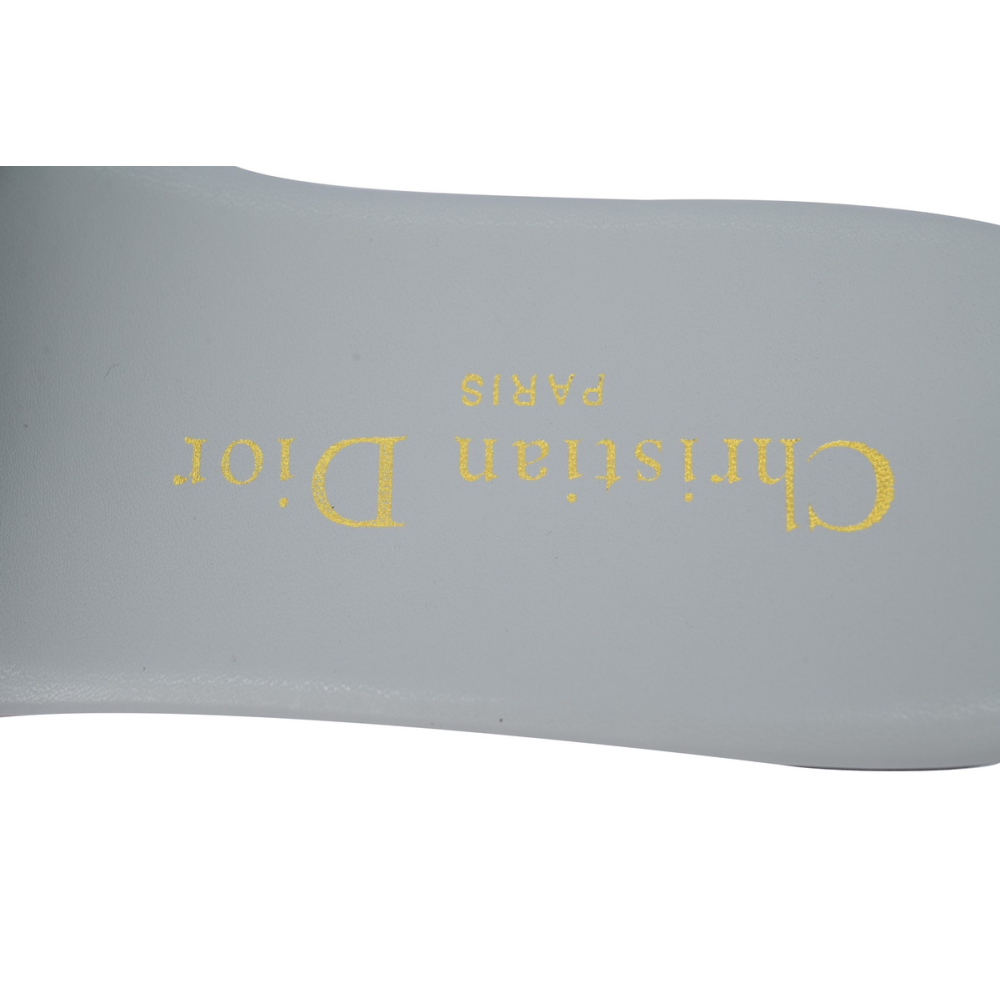 Dior Dway Slide Cotton Embroidered Sandals Gray