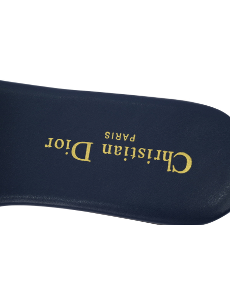 Dior Dway Slide Deep Blue Embroidered Cotton