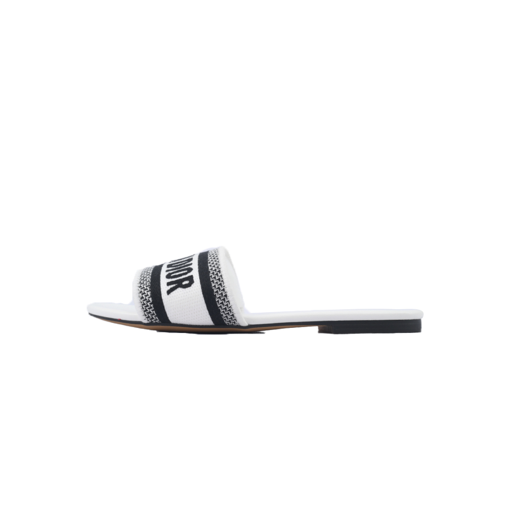 Dior Dway Slide Embroidered Monogram White Sandals