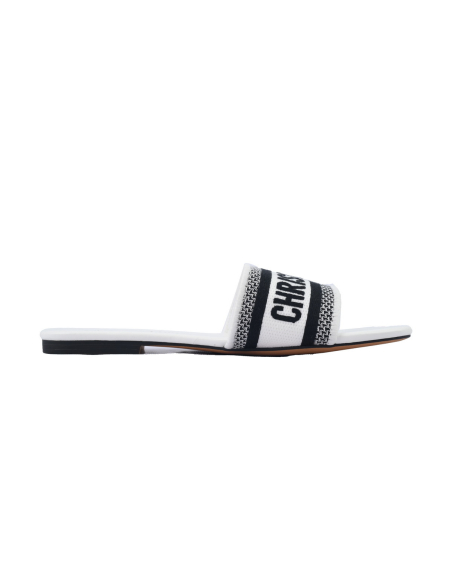 Dior Dway Slide Embroidered Monogram White Sandals