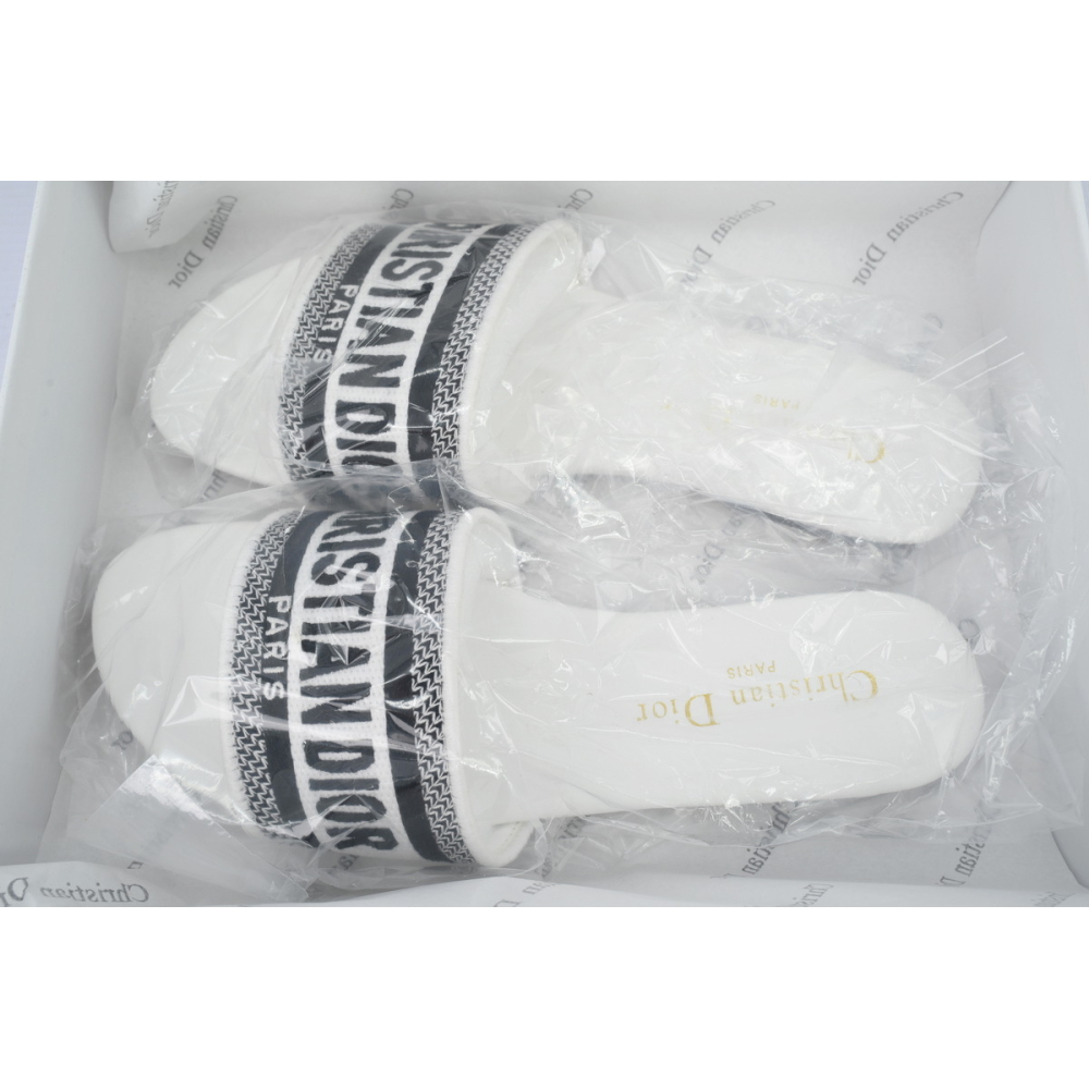 Dior Dway Slide Embroidered Monogram White Sandals