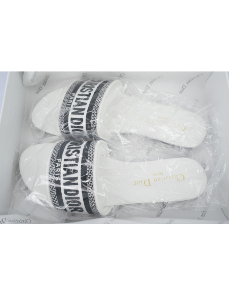 Dior Dway Slide Embroidered Monogram White Sandals