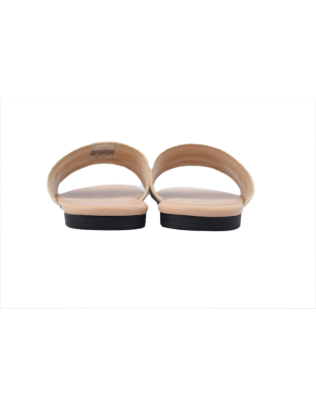 Dior Dway Slide Natural Raffia and White Embroidered Cotton Apricot Gold