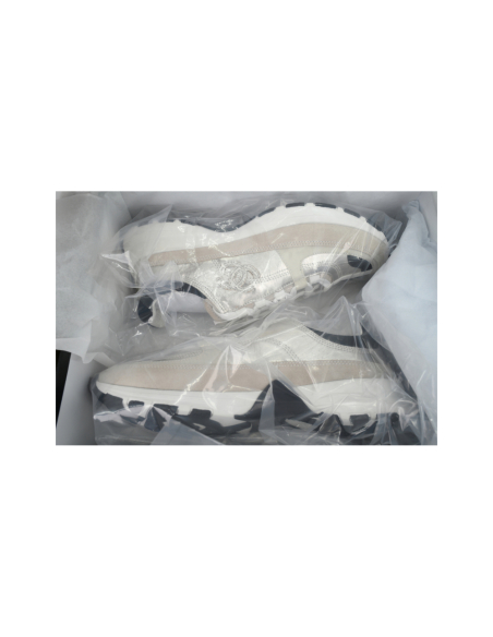 Chanel Interlocking CC Logo Laminated Calfskin Suede Calfskin Sneakers Light Gold, Light Gray Black