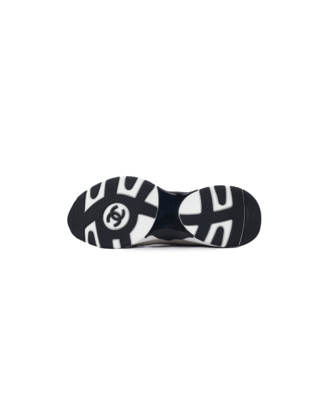 Chanel Interlocking CC Logo Laminated Calfskin Suede Calfskin Sneakers Light Gold, Light Gray Black