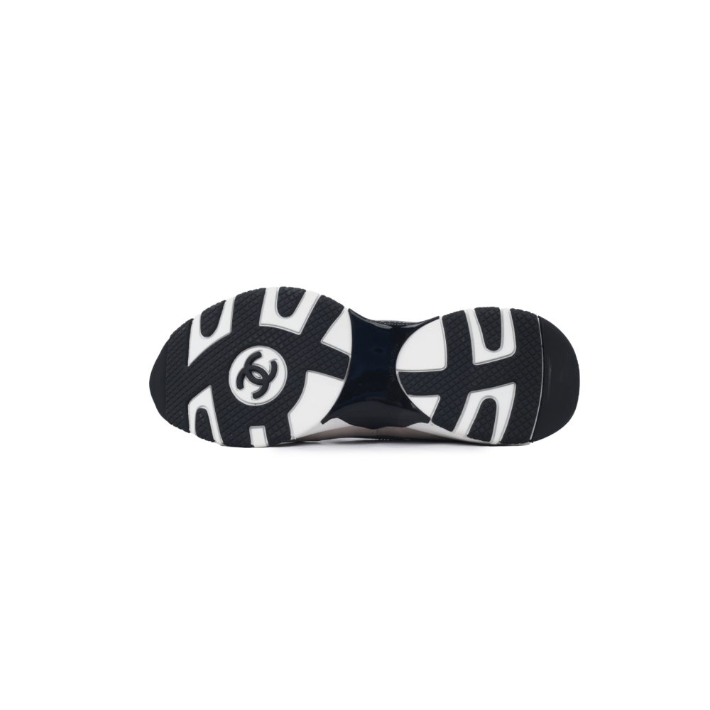 Chanel Interlocking CC Logo Laminated Calfskin Suede Calfskin Sneakers Light Gold, Light Gray Black