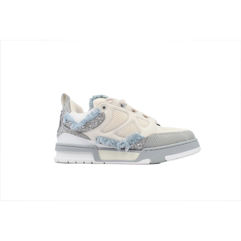 Louis Vuitton LV Skate Sneaker Horse Hair Gray White Diamond