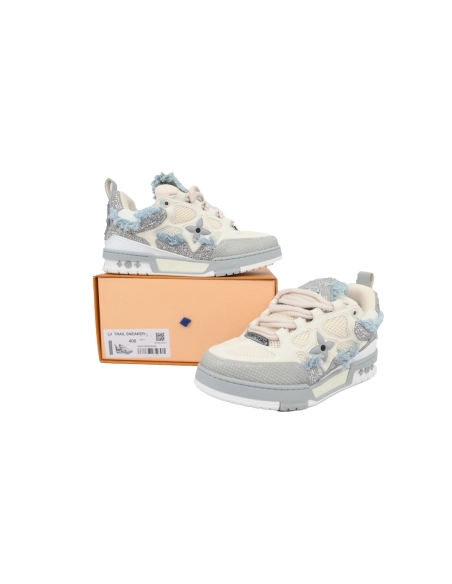 Louis Vuitton LV Skate Sneaker Horse Hair Gray White Diamond