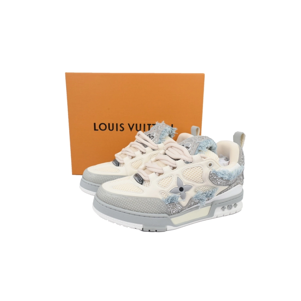 Louis Vuitton LV Skate Sneaker Horse Hair Gray White Diamond